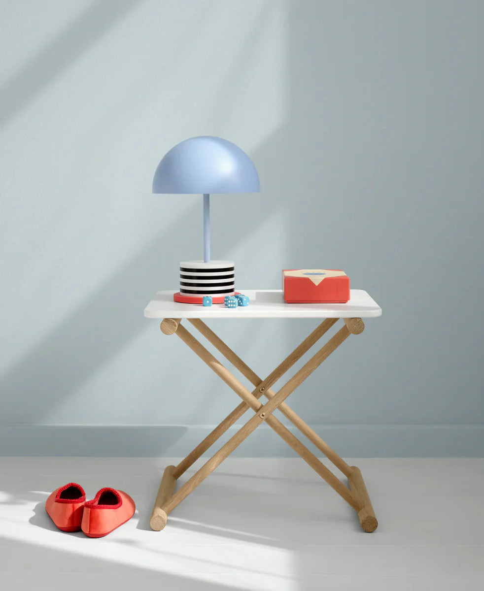 Camp Bed Table Low, White/Oak - Le Petit Marché Home Furniture