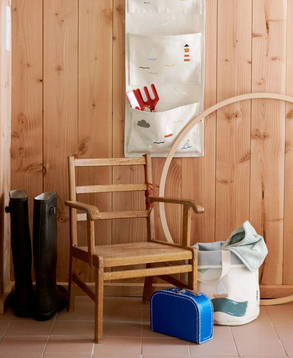 2 - Pack Embroidered Storage Baskets, Small, Big Waves - Le Petit Marché Home Furniture