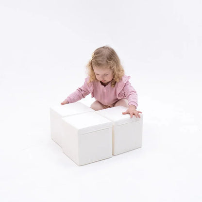 6 Cube Set Building Blocks, White (Pre - Order) - Le Petit Marché Home Furniture