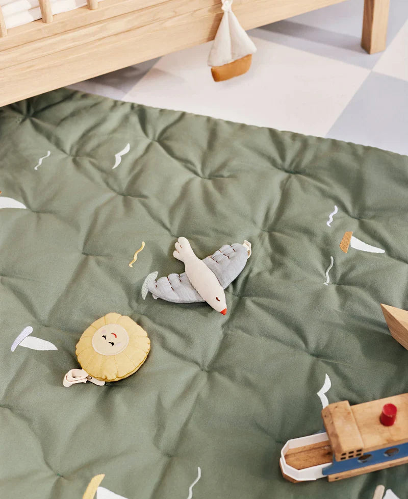 Embroidered Play Mattress, Sailboats (Pre-Order)