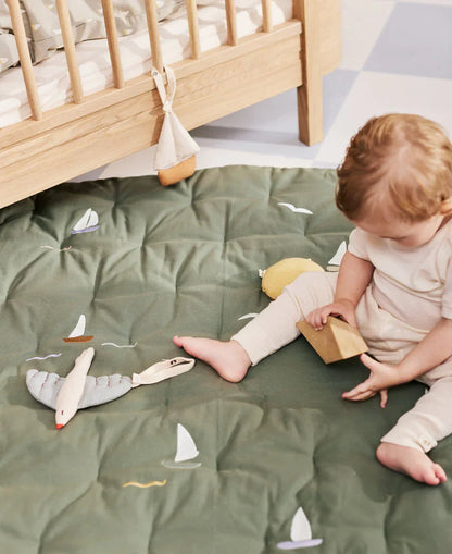 Embroidered Play Mattress, Sailboats (Pre-Order)
