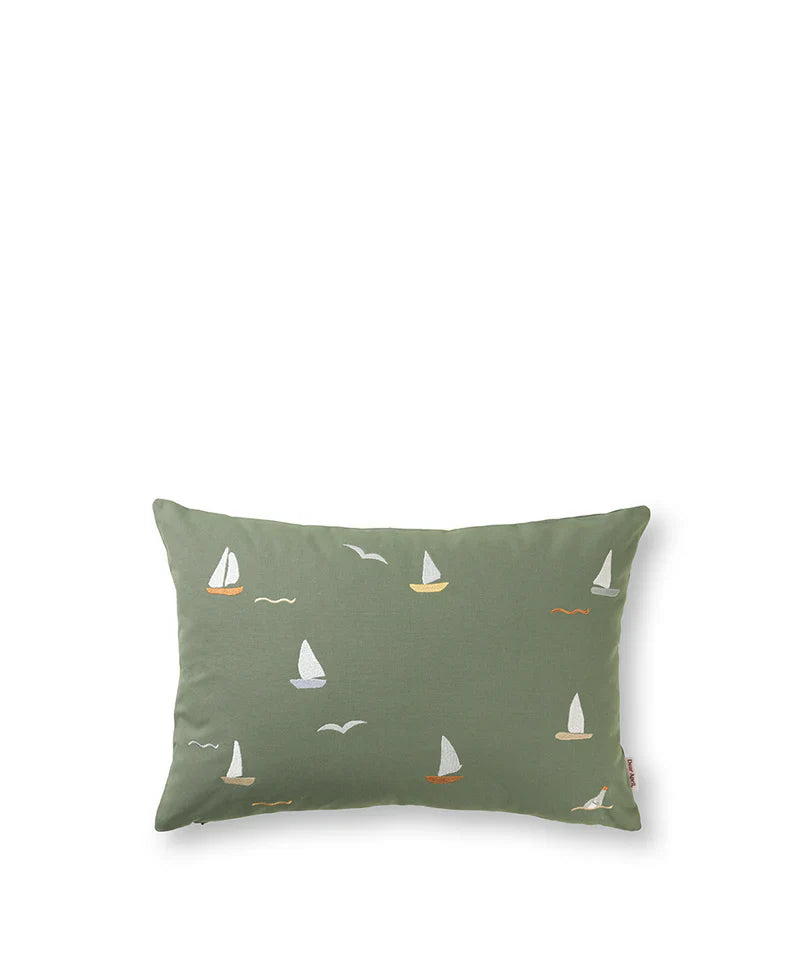 Embroidered Cushion, Sailboats (Pre-Order)