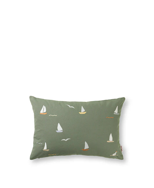Embroidered Cushion, Sailboats (Pre-Order)