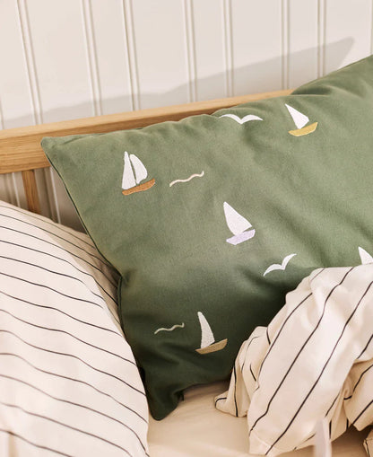 Embroidered Cushion, Sailboats (Pre-Order)