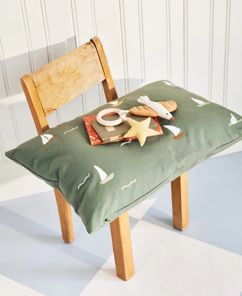 Embroidered Cushion, Sailboats (Pre-Order)