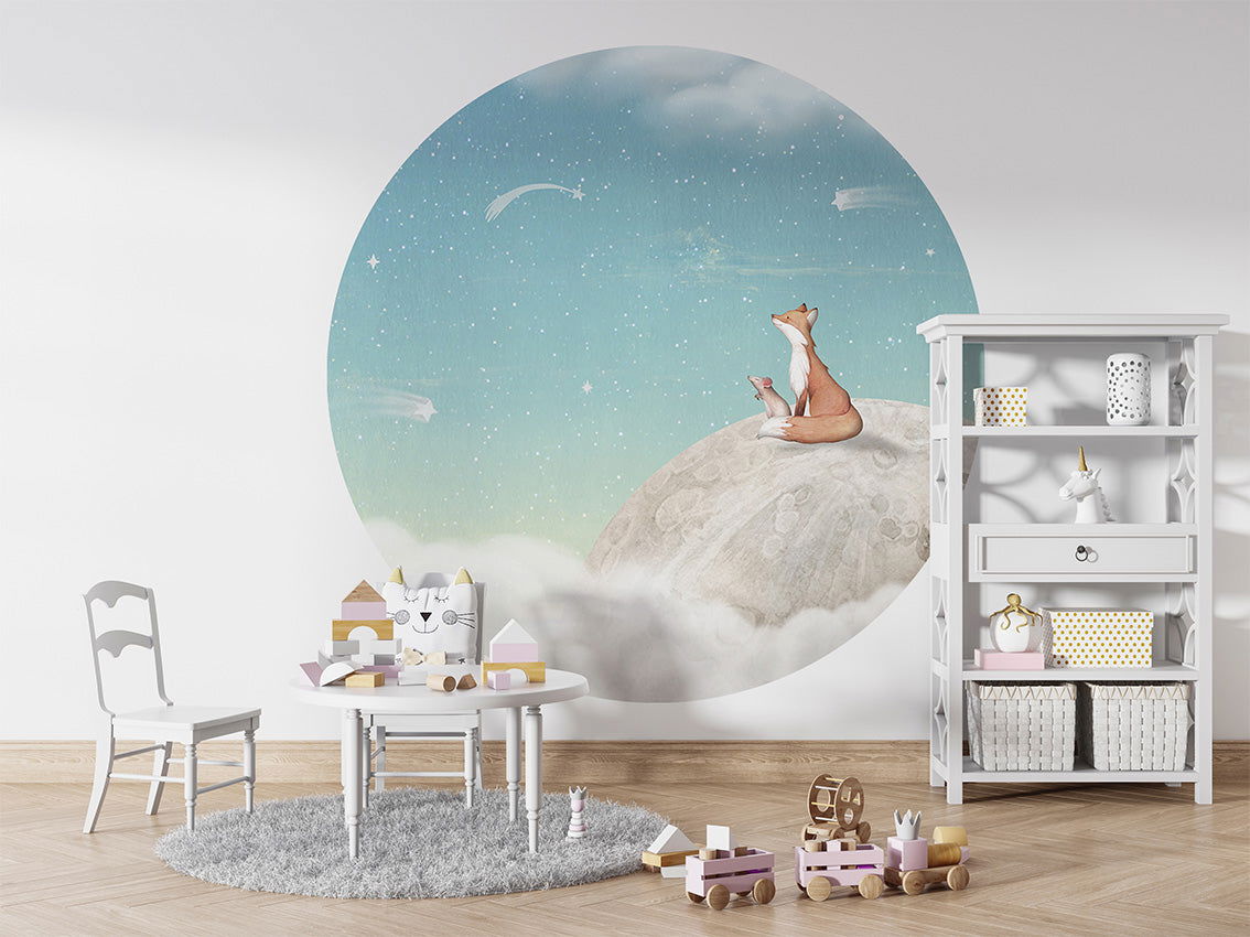 Fox on the Moon - Green - Circle - Le Petit Marché Home Furniture -  -  - 