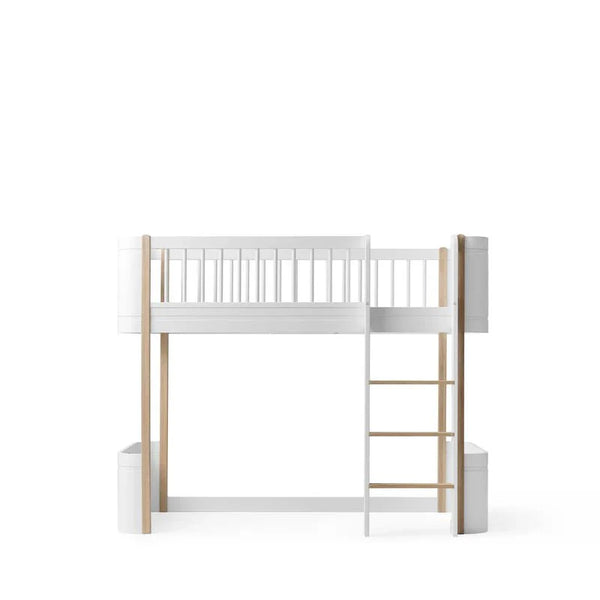 Wood Mini+ Low Loft Bed, White/Oak - Le Petit Marché Home Furniture