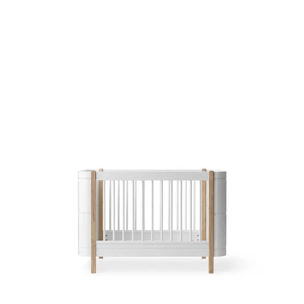 Wood Mini+ Cot Bed, White/Oak - Le Petit Marché Home Furniture