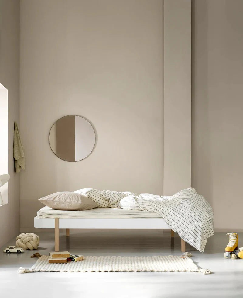 Wood Lounger Bed 120, White/Oak - Le Petit Marché Home Furniture