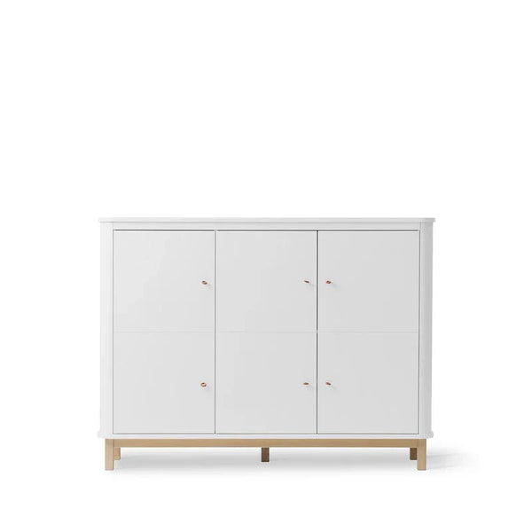 Wood Multi Cupboard 3 Doors, White/Oak - Le Petit Marché Home Furniture