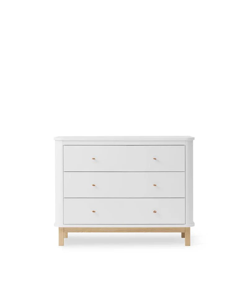 Wood Dresser 3 Drawers, White/Oak (Pre - Order) - LPM Home