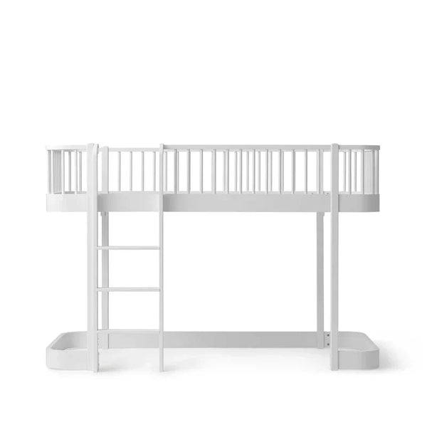 Wood Original low loft bed, white/oak - Le Petit Marché Home Furniture