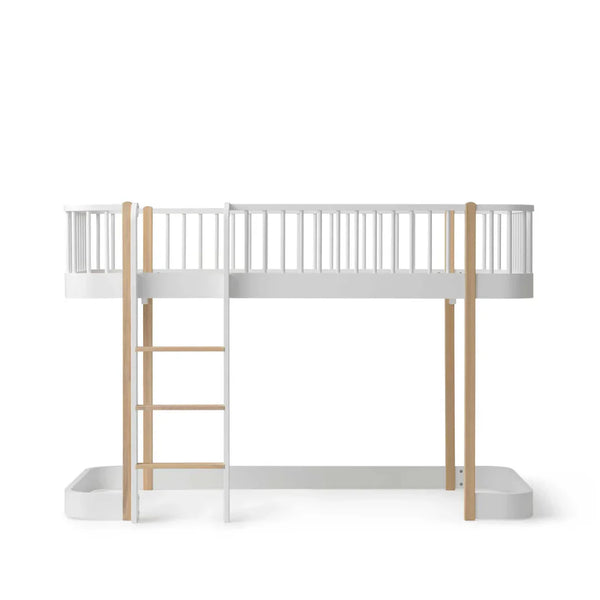 Wood Original Low Loft Bed, White/Oak - Le Petit Marché Home Furniture