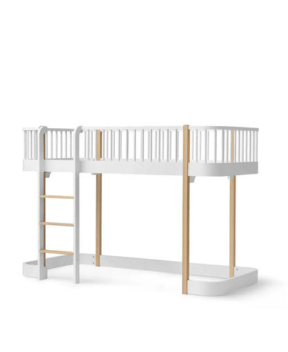 Wood Original Low Loft Bed, White/Oak - Le Petit Marché Home Furniture