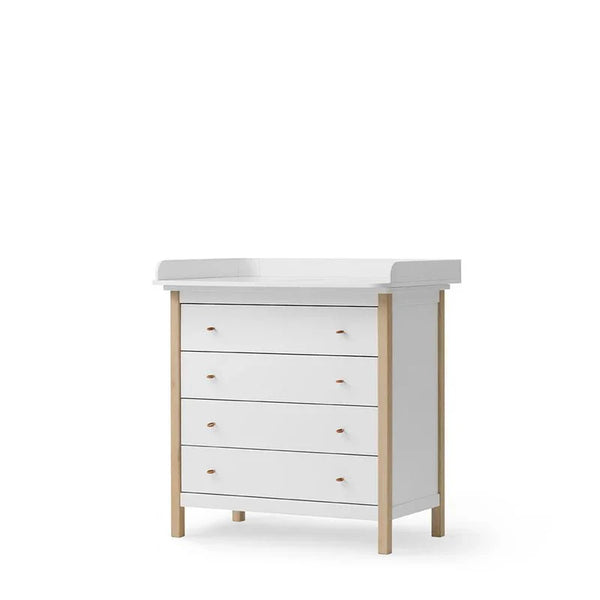 Wood Nursery Dresser 4 Drawers, White/Oak - Le Petit Marché Home Furniture