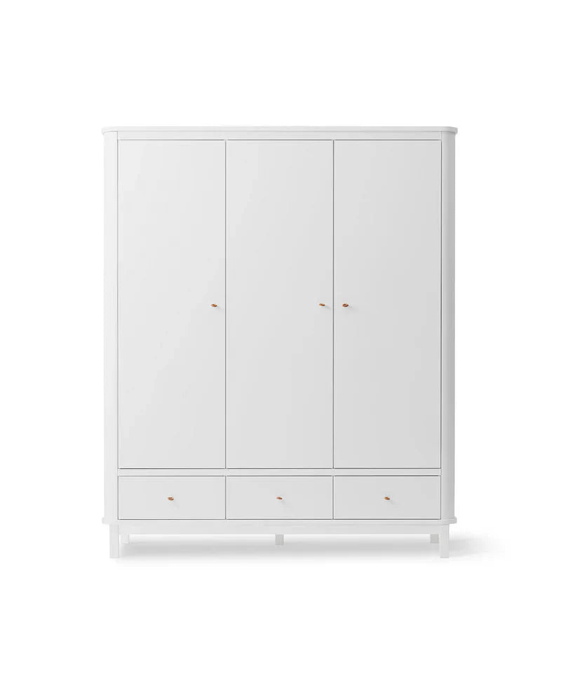 Wood Wardrobe 3 Doors, White (Pre - Order) - LPM Home