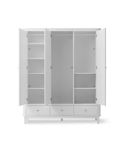 Wood Wardrobe 3 Doors, White (Pre - Order) - LPM Home