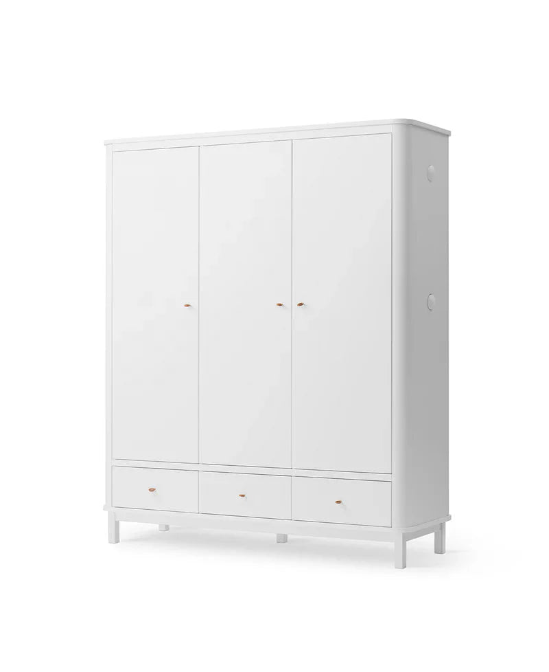 Wood Wardrobe 3 Doors, White (Pre - Order) - LPM Home