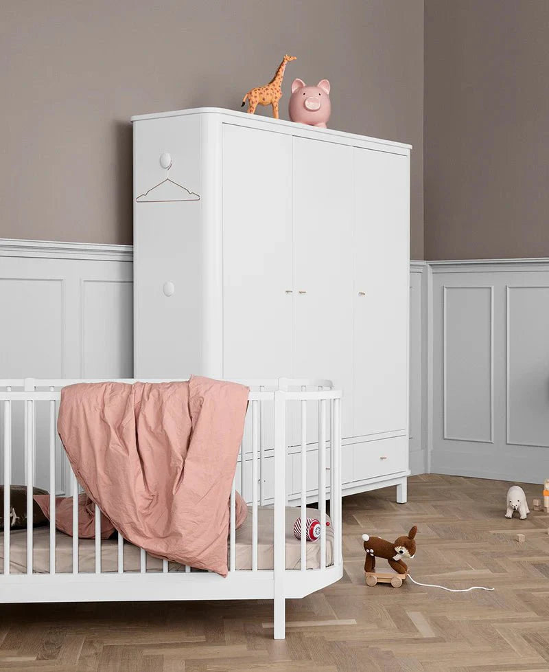 Wood Wardrobe 3 Doors, White (Pre - Order) - LPM Home