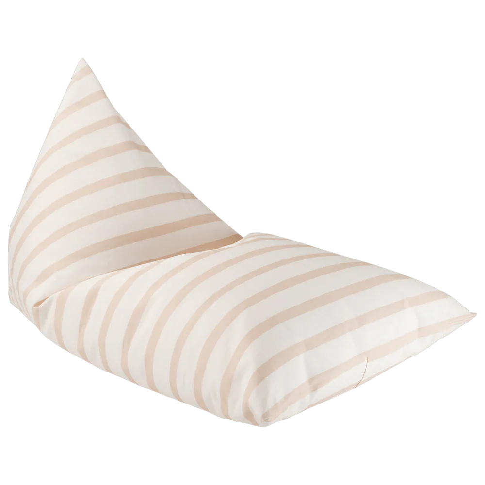 Big Beanbag Lounger, Beige Stripes - Le Petit Marché Home Furniture