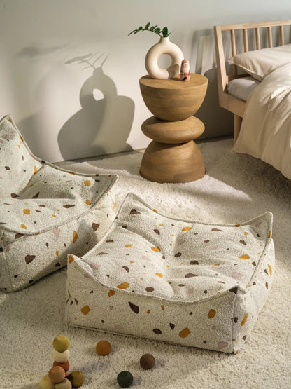 Square Ottoman, Terrazzo Marble (Pre - Order) - Le Petit Marché Home Furniture