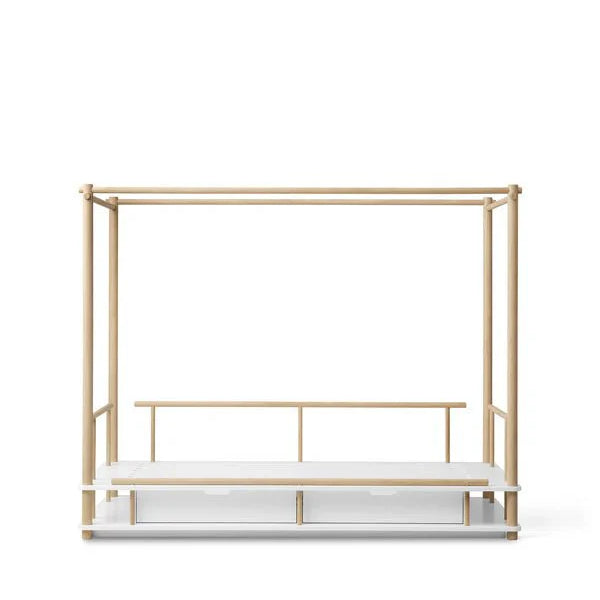 Camp canopy bed, white/oak - Le Petit Marché Home Furniture