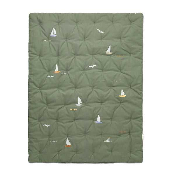 Embroidered Play Mattress, Sailboats SOH - Le Petit Marché Home Furniture