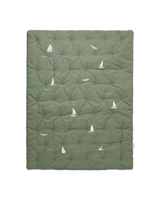 Embroidered Play Mattress, Sailboats SOH - Le Petit Marché Home Furniture