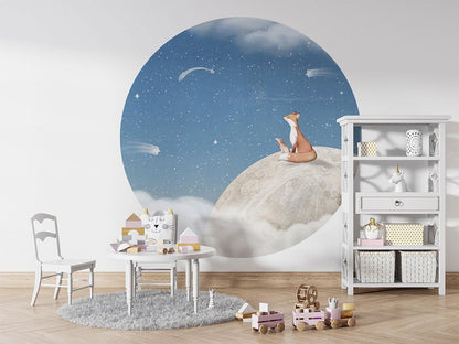 Fox on the Moon - Blue - Circle - Le Petit Marché Home Furniture