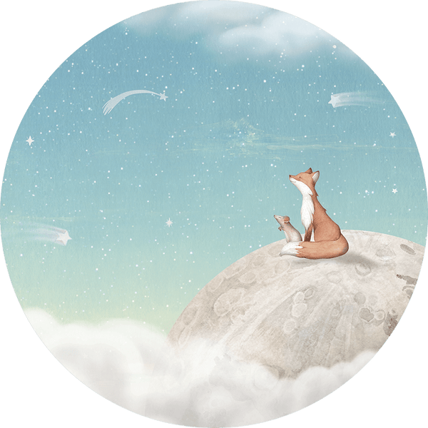 Fox on the Moon - Green - Circle - Le Petit Marché Home Furniture