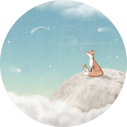 Fox on the Moon - Green - Circle - Le Petit Marché Home Furniture