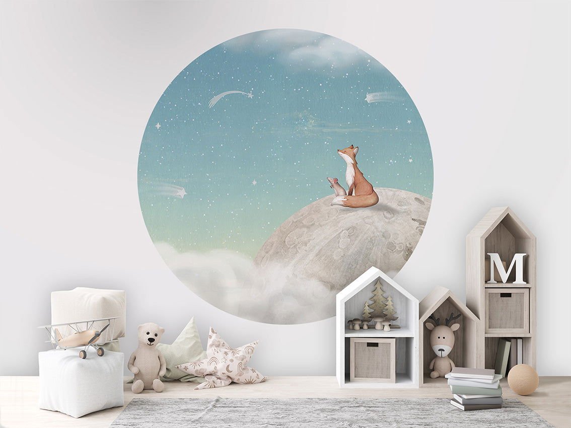 Fox on the Moon - Green - Circle - Le Petit Marché Home Furniture