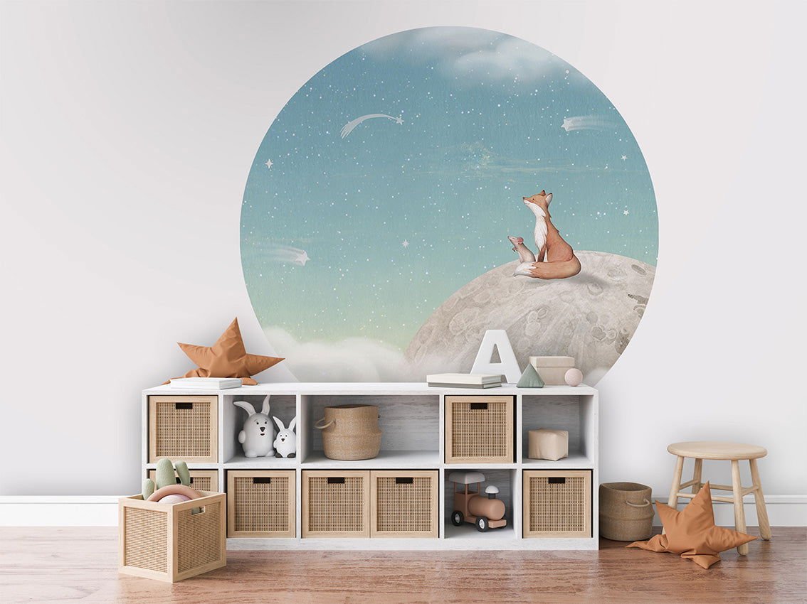 Fox on the Moon - Green - Circle - Le Petit Marché Home Furniture