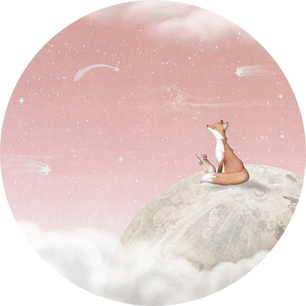 Fox on the Moon - Pink - Circle - Le Petit Marché Home Furniture