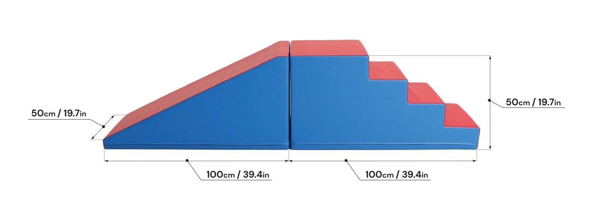 Mega Fun Slider Soft Play Step and Slide Set, Blue/Red (Pre - Order) - Le Petit Marché Home Furniture