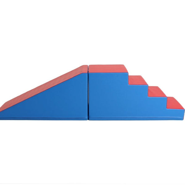 Mega Fun Slider Soft Play Step and Slide Set, Blue/Red (Pre - Order) - Le Petit Marché Home Furniture