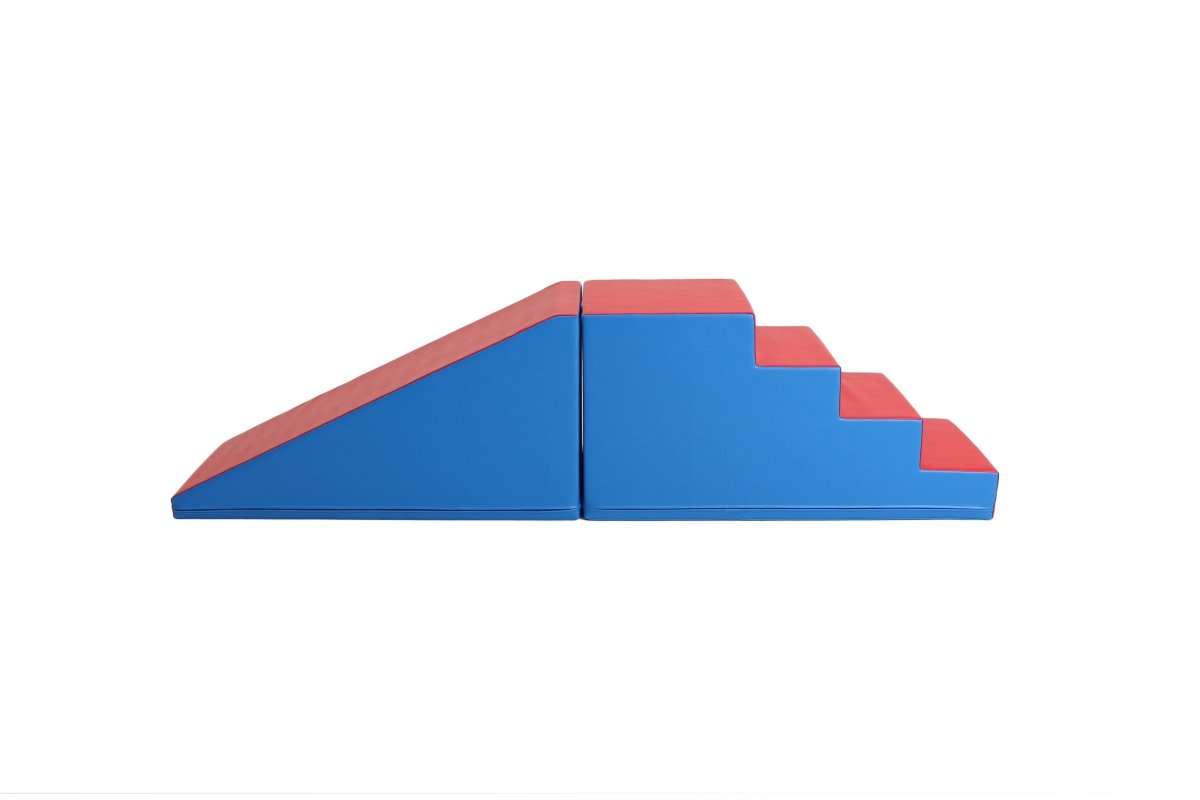 Mega Fun Slider Soft Play Step and Slide Set, Blue/Red (Pre - Order) - Le Petit Marché Home Furniture