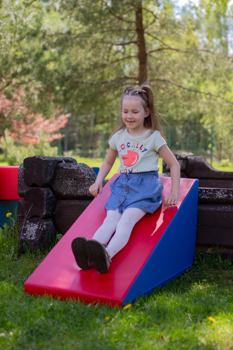 Mega Fun Slider Soft Play Step and Slide Set, Blue/Red (Pre - Order) - Le Petit Marché Home Furniture