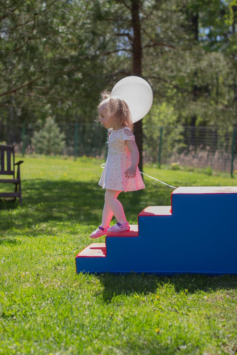 Mega Fun Slider Soft Play Step and Slide Set, Blue/Red (Pre - Order) - Le Petit Marché Home Furniture