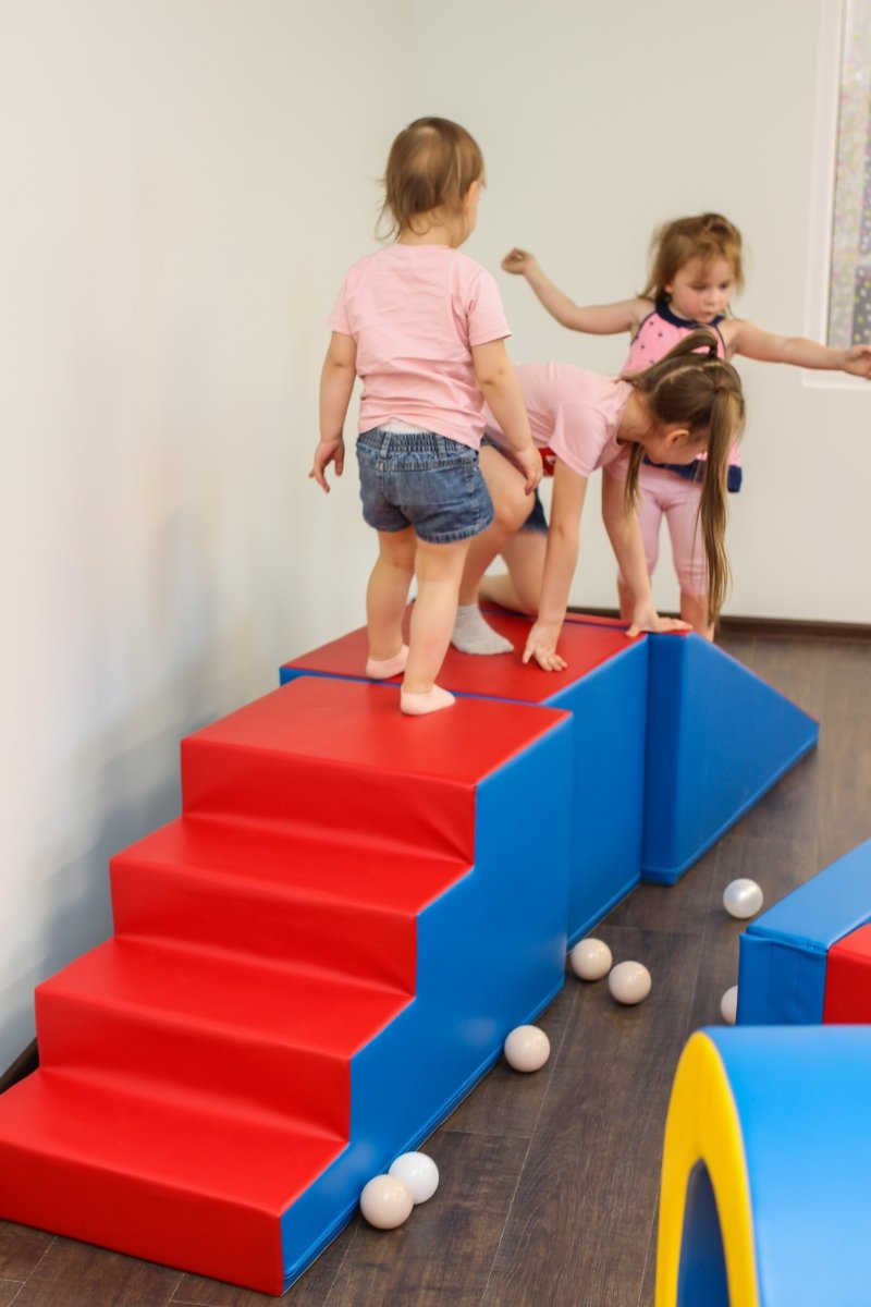 Mega Fun Slider Soft Play Step and Slide Set, Blue/Red (Pre - Order) - Le Petit Marché Home Furniture