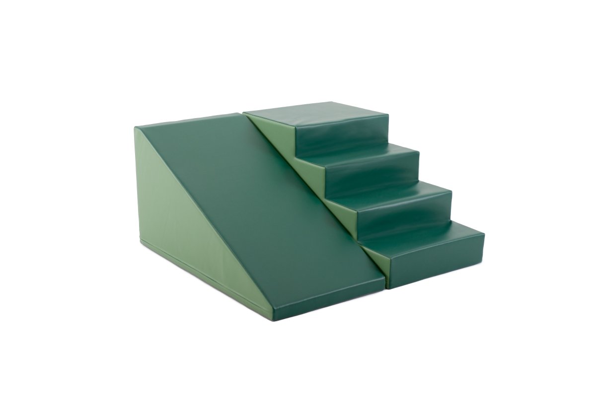 Mega Fun Slider Soft Play Step and Slide Set, Reseda Green/ Pine Green (Pre - Order) - Le Petit Marché Home Furniture