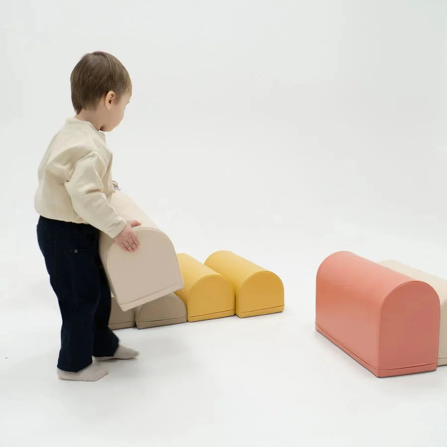 Motion 7 Multifunctional Soft Play Activity Blocks, Pastel Pink (Pre - Order) - Le Petit Marché Home Furniture