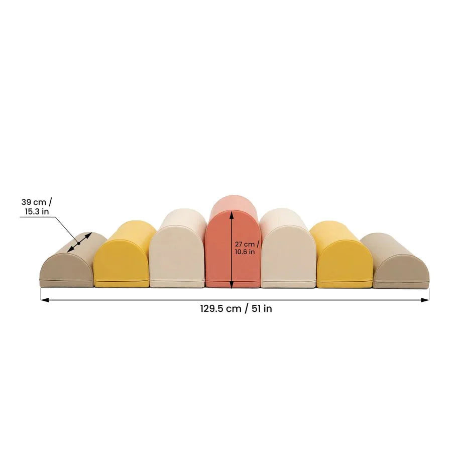 Motion 7 Multifunctional Soft Play Activity Blocks, Pastel Pink (Pre - Order) - Le Petit Marché Home Furniture