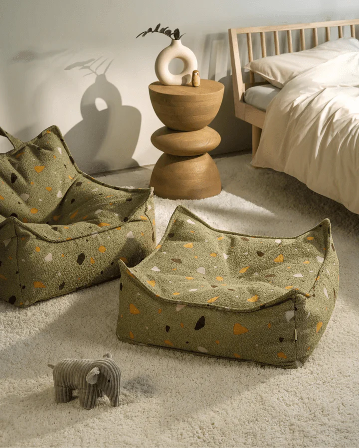 Square Ottoman, Terrazzo Moss (Pre - Order) - Le Petit Marché Home Furniture