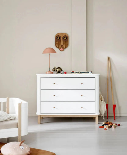 Wood Dresser 3 Drawers, White/Oak (Pre - Order) - LPM Home