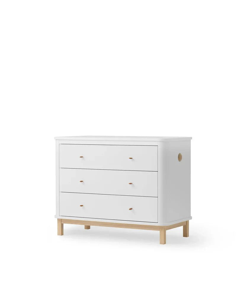 Wood Dresser 3 Drawers, White/Oak (Pre - Order) - LPM Home