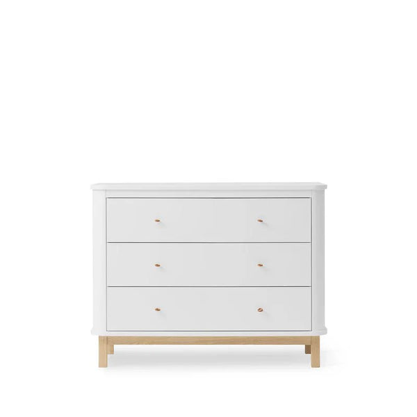 Wood Dresser 3 Drawers, White/Oak (Pre - Order) - LPM Home