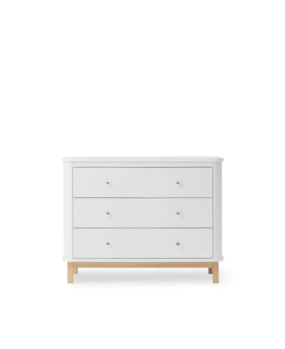 Wood Dresser 3 Drawers, White/Oak (Pre - Order) - LPM Home