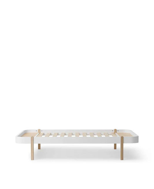Wood Lounger Bed 120, White/Oak - Le Petit Marché Home Furniture