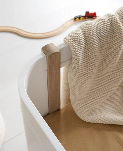 Wood Mini+ cot bed, white/oak - Le Petit Marché Home Furniture